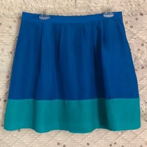Jcrew blue color block polyester skirt